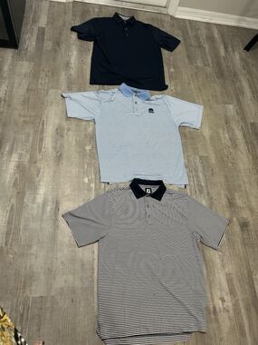 Lot of 3 FootJoy Polo Shirt Men M Multicolor Golf Short Sleeve Performance Logo